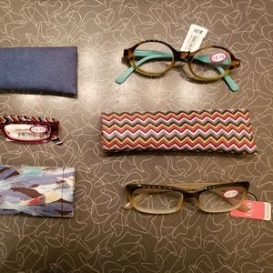 Three NEW 2.75 Reading Glasses with Matching Cases